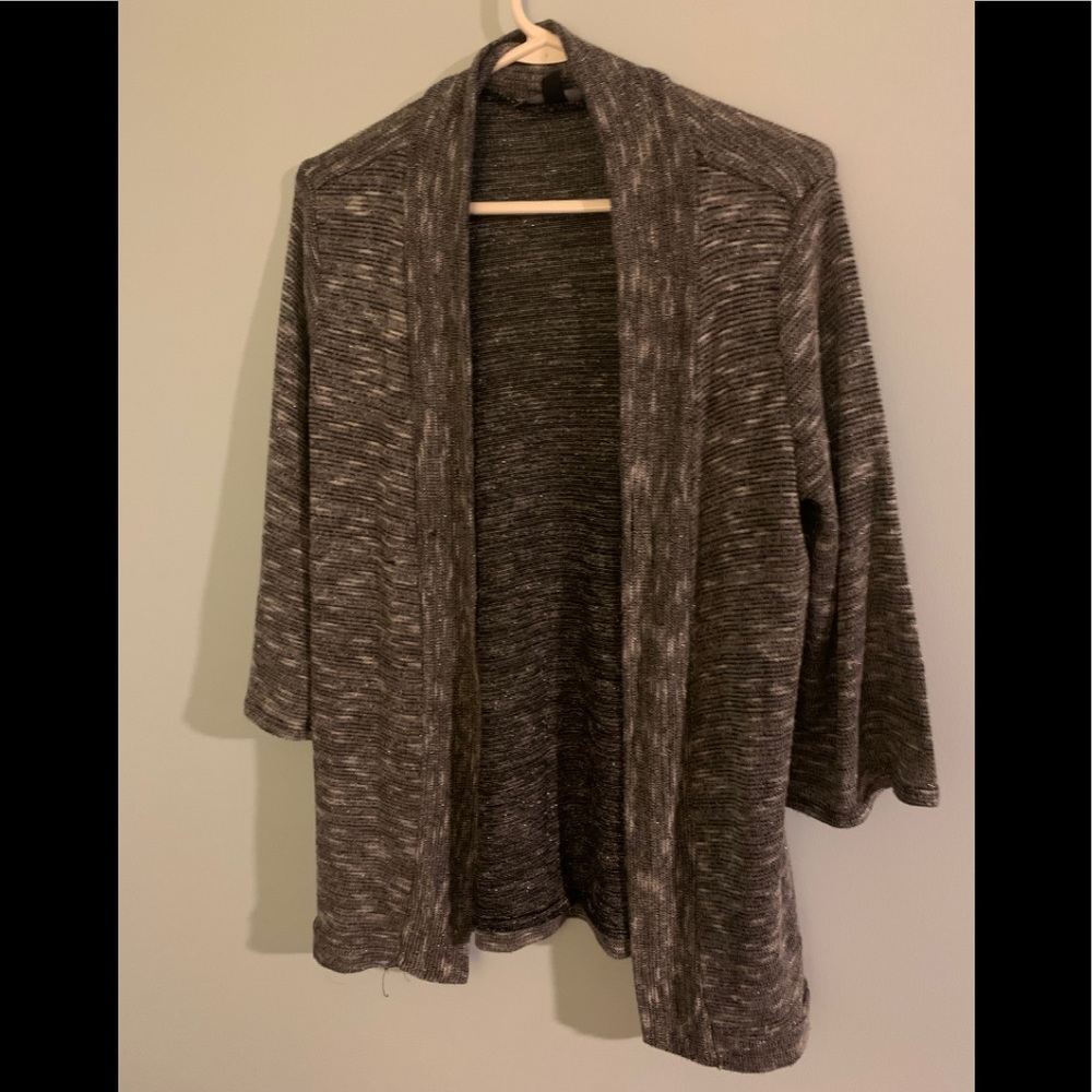 AGB gray with silver sparkle cardigan. Size large